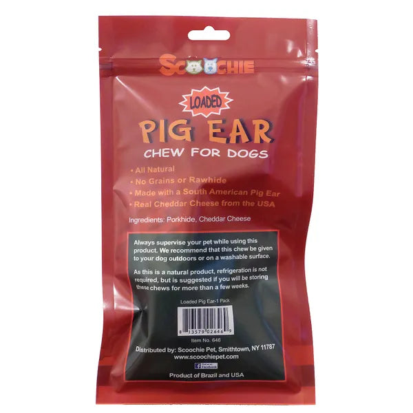 Scoochie Pet Bacon Cheddar Loaded Pig Ear 1pk