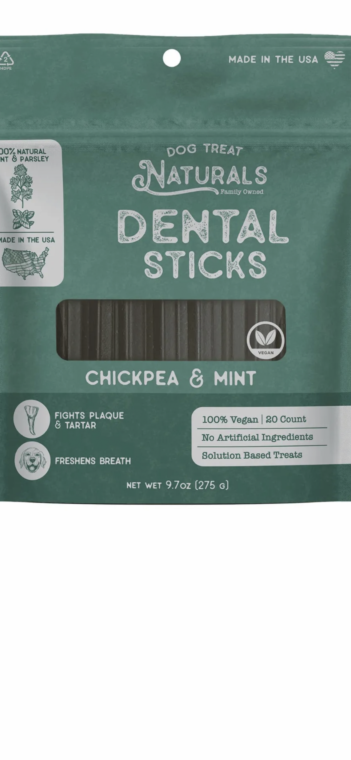 Dog Treats Naturals Chickpea & Mint Dental Sticks 20ct