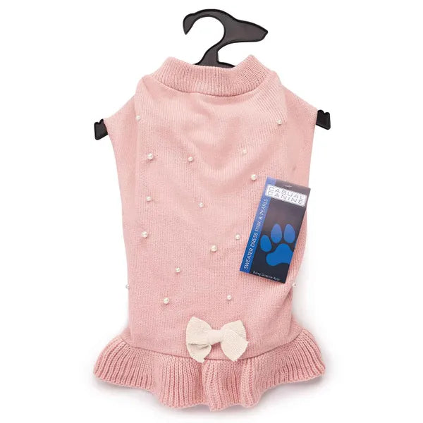 Casual Canine Pink & Pearls Sweater Dresses