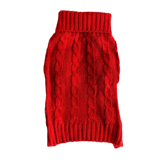 Casual Canine Red Cable Knit Sweater