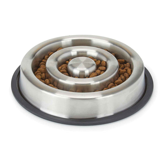 ProSelect Stainless Steel Heavy Duty Slow Feeder With Non-Skid Ring